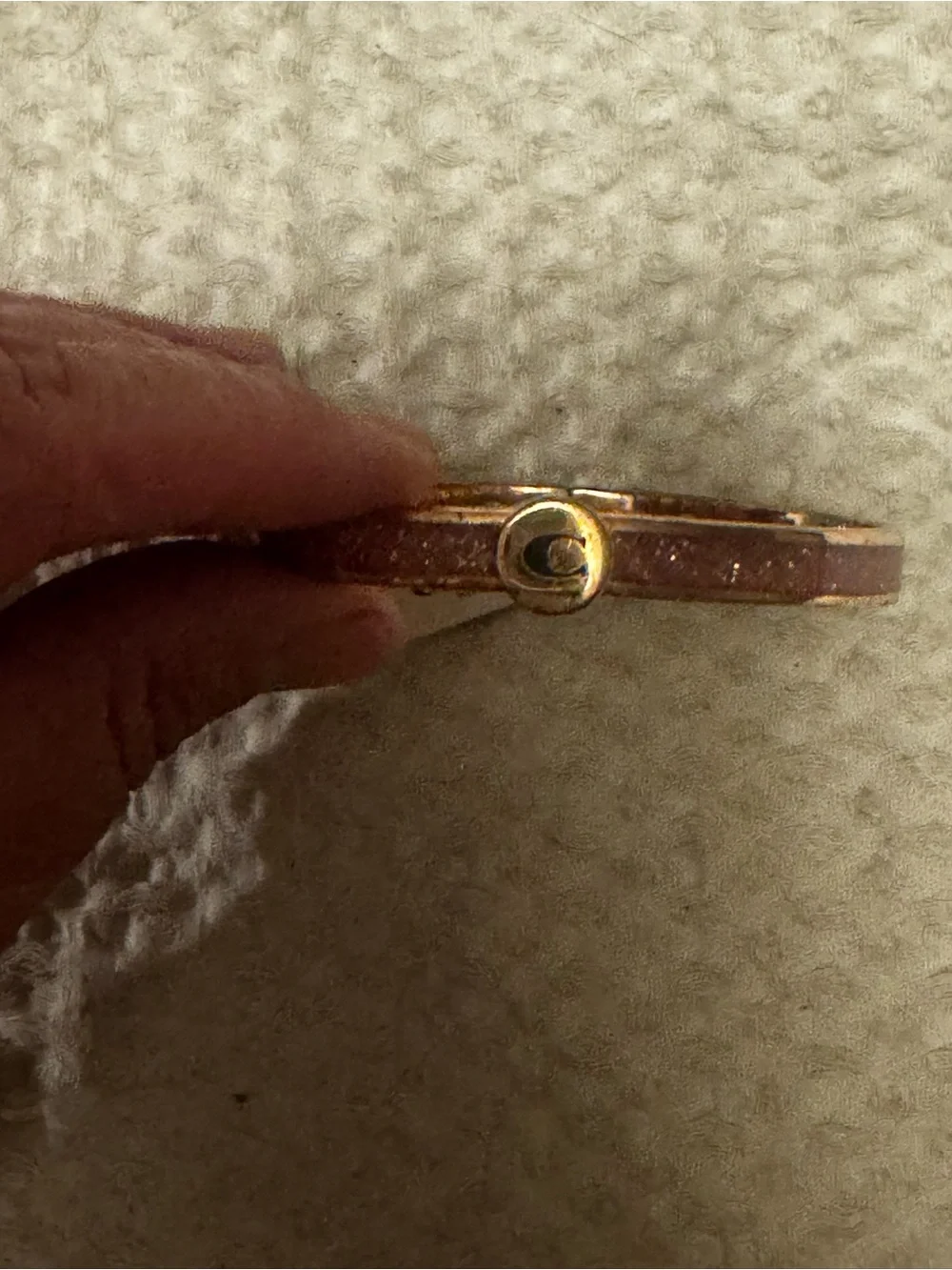 Coach Gold-Tone Pink Glitter C Initial Bangle Bracelet F39599 - Picture 10 of 15